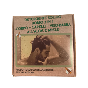 Detergente solido uomo 3 in 1 - Corpo, Capelli, Viso, Barba